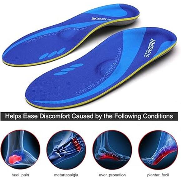 New Stsvzorr Mens Size 7 Blue High Arch Support Metatarsal Pad Shoe Inserts - Picture 2 of 6